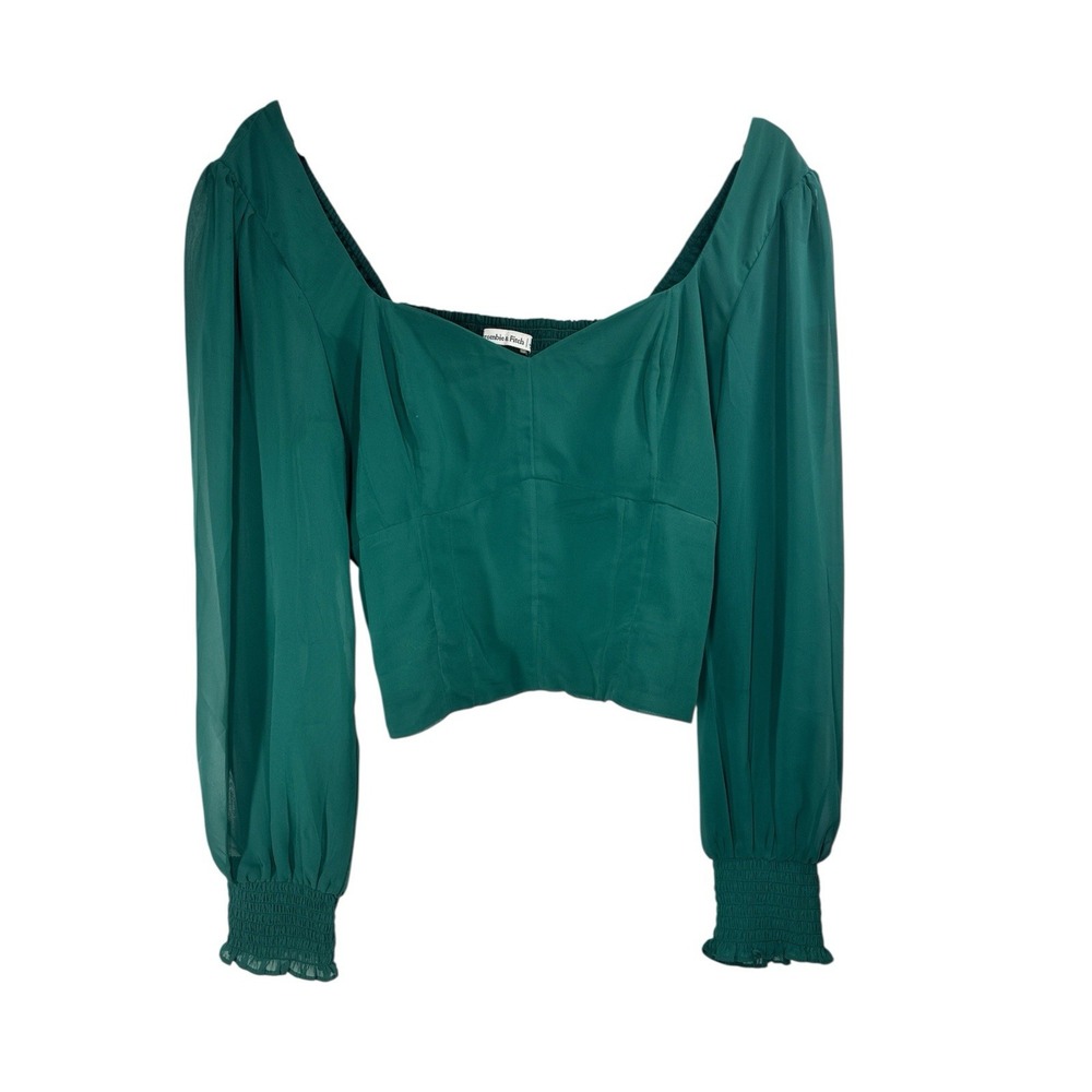 Abercrombie & Fitch Women's Puff Sleeve Translucent Sleeve Black Blouse - Size L - Picture 1 of 7